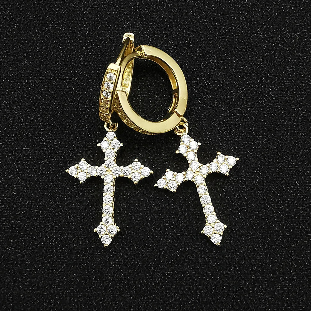 2024 New Arrival Trendy Gold Silver Color Cross Earrings for Women Party Gift Jewelry Wholesale E6876