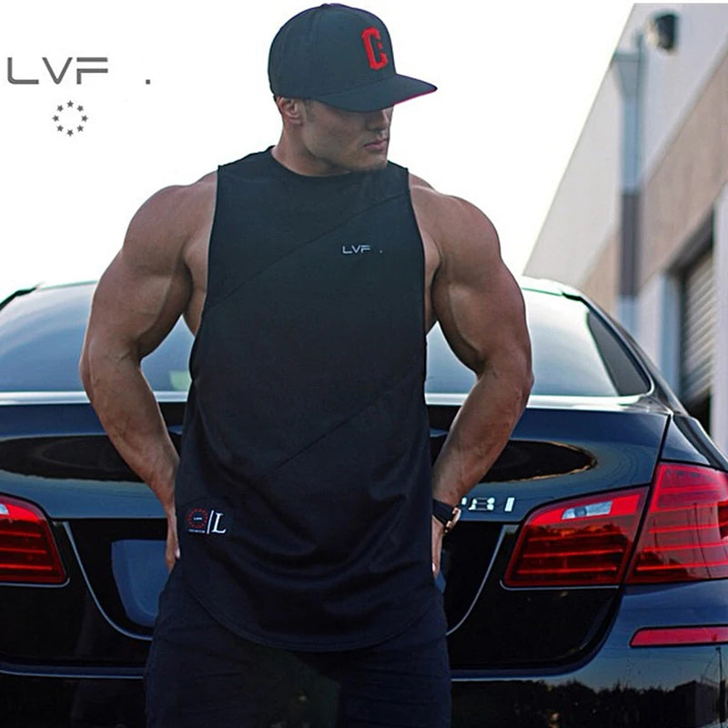 Men's Brand Gym Clothing Bodybuilding Singlets Sports Tank Top Man Fitness Shirt Muscle Guys Sleeveless Vest Casual Cotton Top