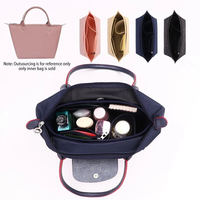 Multi-Pocket Felt Insert Bag Purse Handbag Liner Bag Portable Travel Cosmetic Storage Bags Make up Storage Bag Support