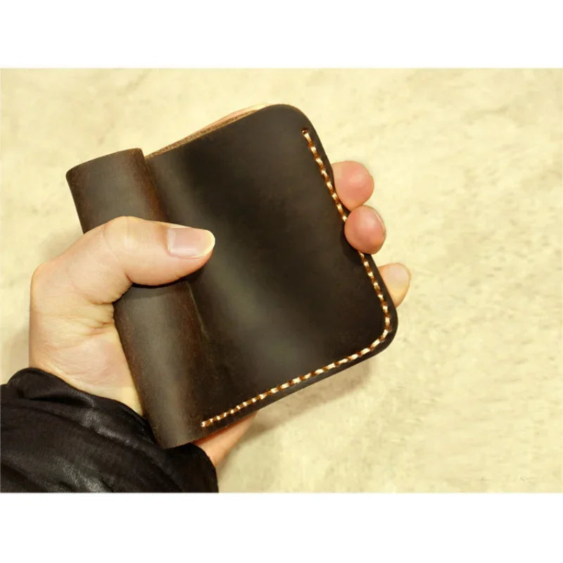 Fashion Genuine Leather Men's Wallet Retro Handmade Wallet for Men Durable Real Leather Purse for Men  Coin Purse Wallet