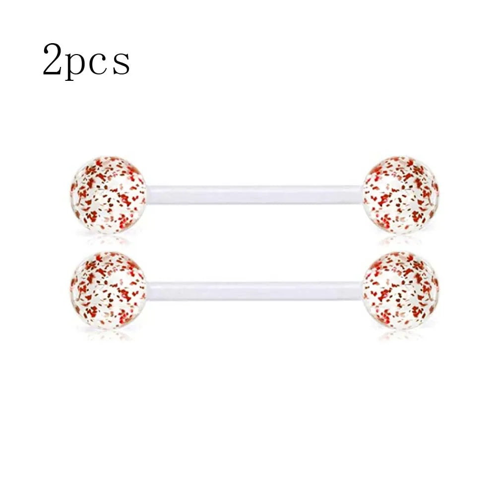 2PCS/12PCS 14G Fashion UV Nipple Rings Tongue Rings Clear Acrylic Flexible Straight Piercing Barbells Length 16mm