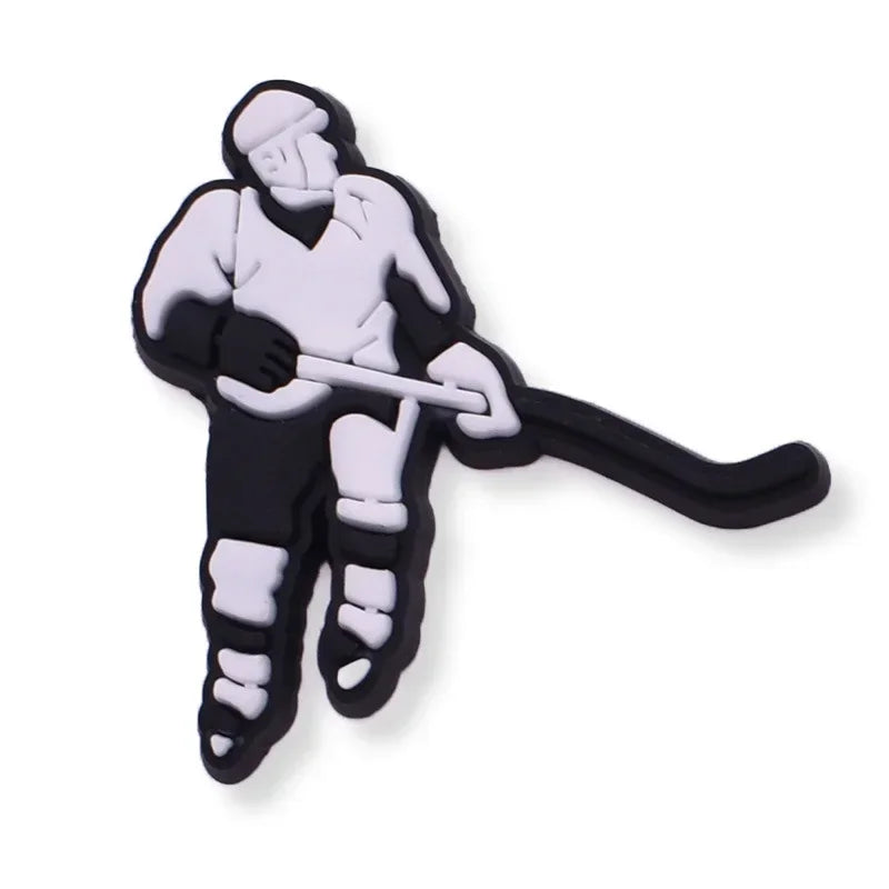 1PC Skating Shoes Goggles Sports Hockey Shoe Charms for Crocs Decorations for Clog Sports Series Shoe Accessorie Boy Pins X-mas