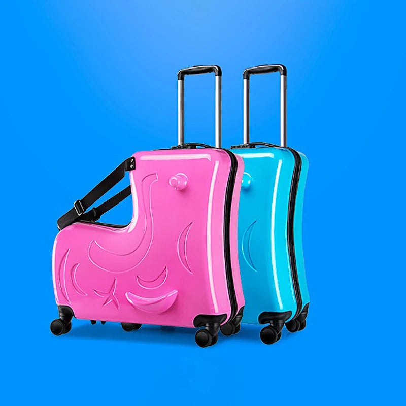 Cute Pony Cartoon Children Suitcase Duck Pattern Ride on Luggage Case 20 24 inch  Cabin Carry-on Suitcase TSA Lock