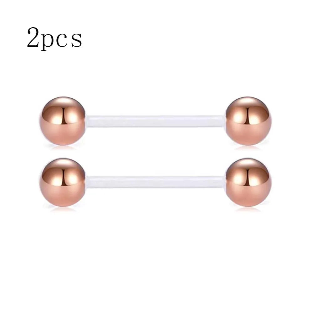 2PCS/12PCS 14G Fashion UV Nipple Rings Tongue Rings Clear Acrylic Flexible Straight Piercing Barbells Length 16mm