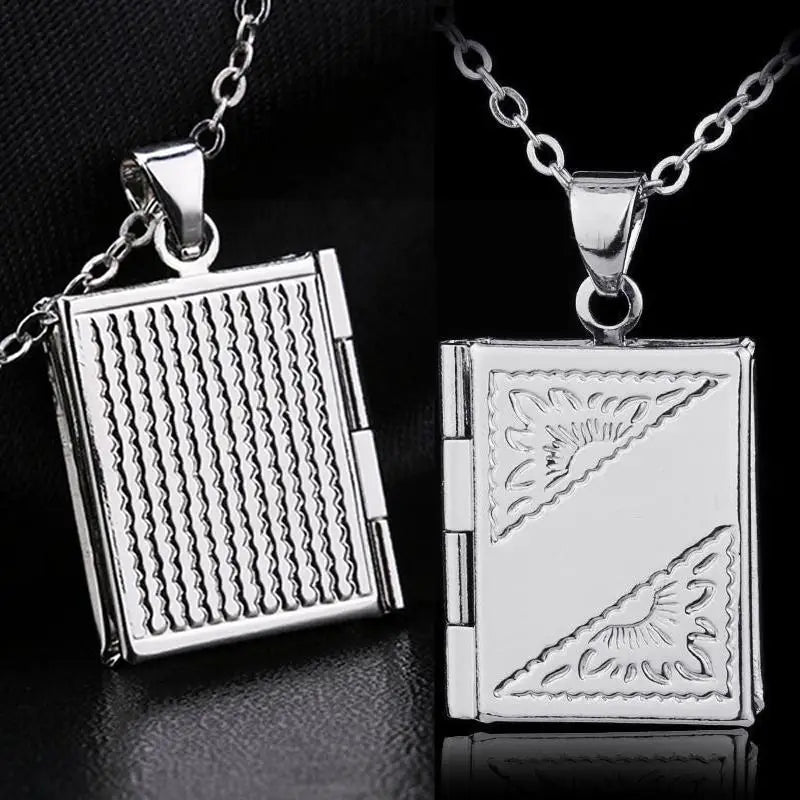 Women Men Silver Color Book Box Photo Locket Pendant Necklace Without Chain Best Jewelry Gift For Friends Lover Wholesale F3E2