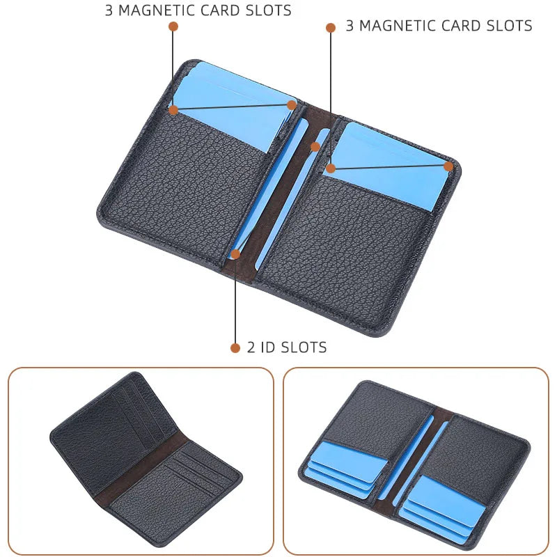 Baellerry Men's Leather Card Wallet Minimalist Small Thin Purse Soft Slim Mini Credit Card Bank ID Card Holder Wallet for Men