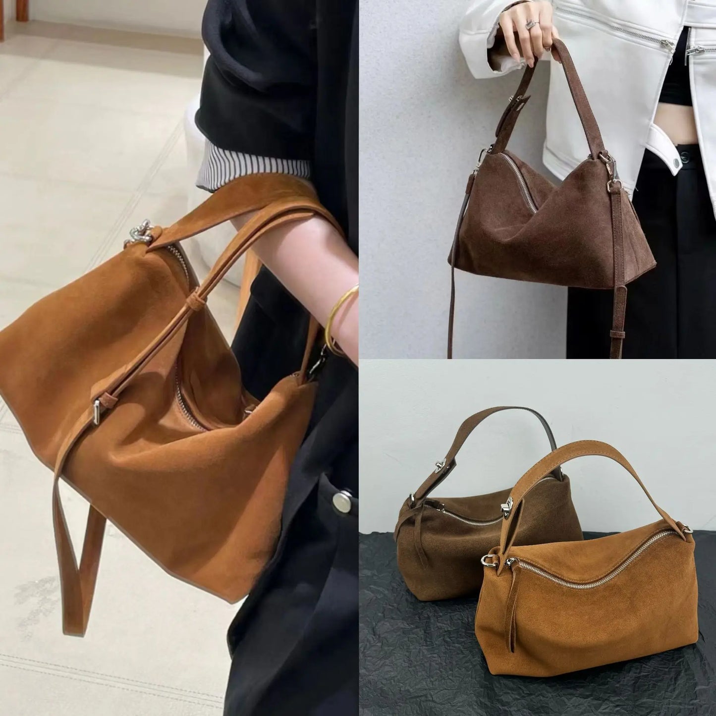 FIRMRANCH Versatile Lazy Retro Soft Matte Cowhide Large Capacity Women's Handbag Single Shoulder Diagonal Daily Commuter Purse