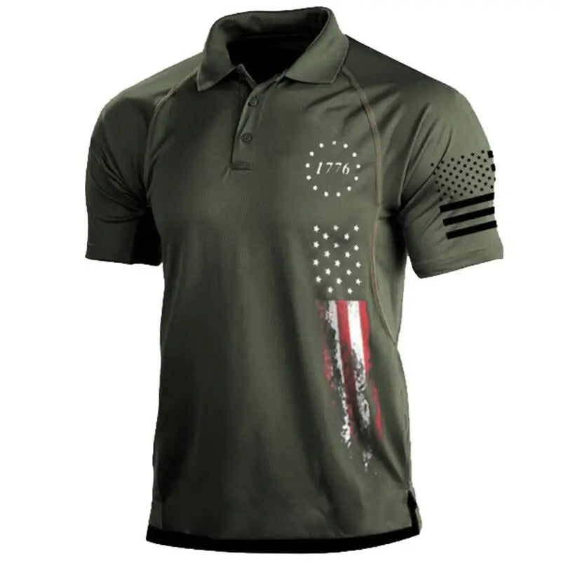 1776 Independence Day Military Polo Shirt Men T-shirt American Flag Short Sleeve Men's Clothing Tops Outdoor Men Golf Polo Shirt