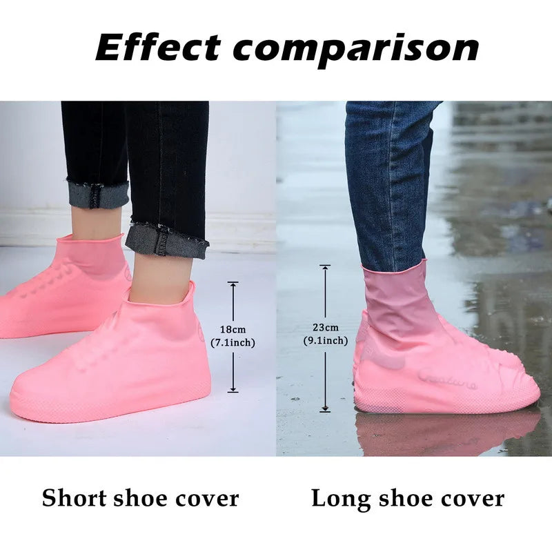 1Pair Reusable Waterproof Rain Shoes Covers Silicone Outdoor Rain Boot Overshoes Walking Shoes Accessories Reusable Shoe Cover