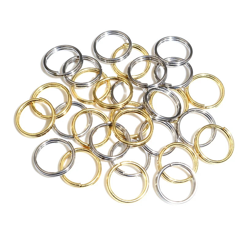 50/100pcs/lot 4-12mm Stainless Steel Open Double Jump Rings for Key Double Split Rings Connectors DIY Craft Jewelry Making