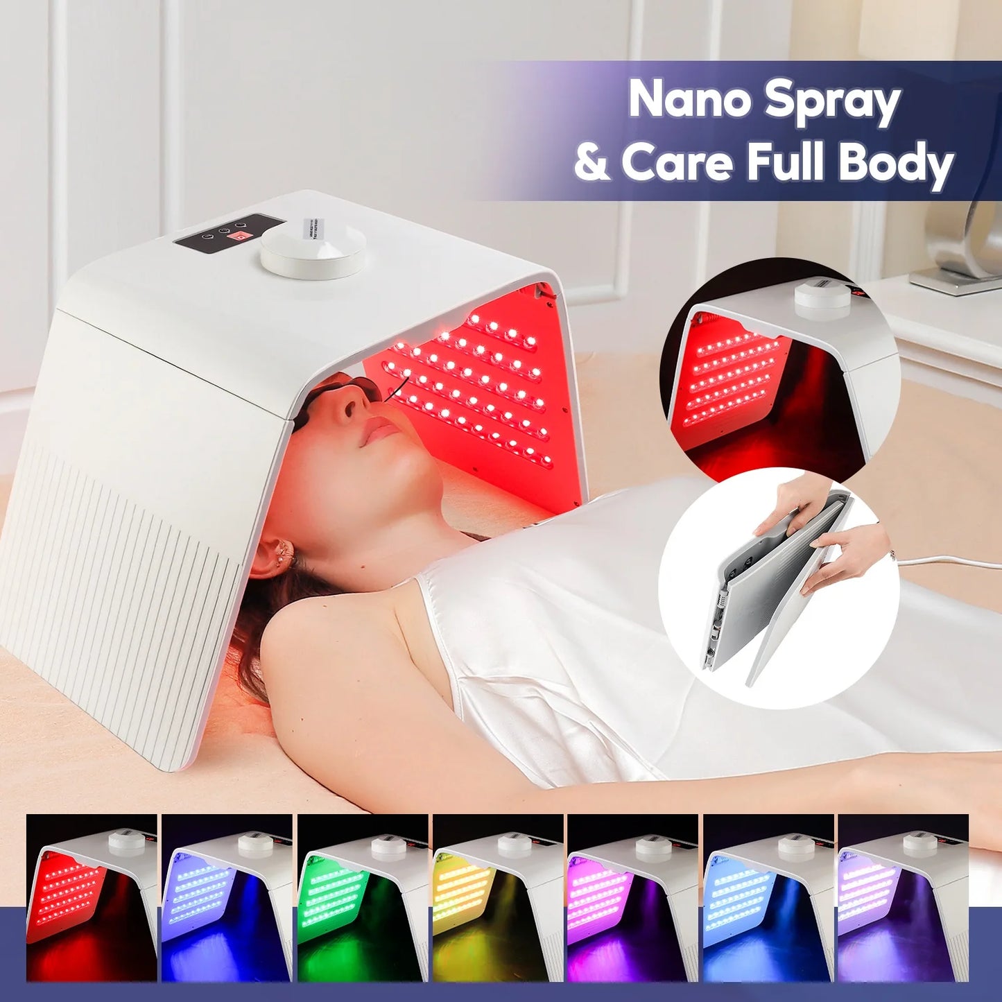 Foreverlily 7 Colors LED Photon Machine Skin Moisturizing Face Humidifier Nano Spray LED Facial Body SPA Mask Machine Skin Care