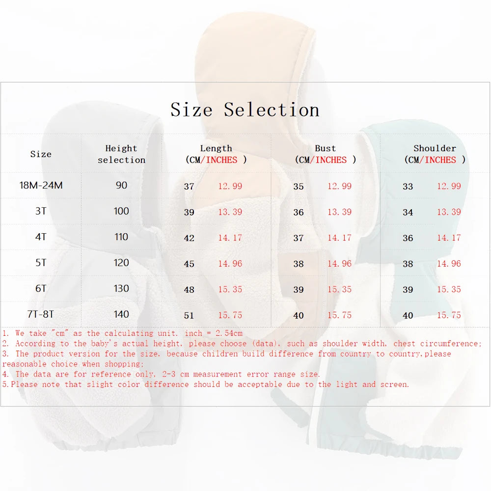 2024 Autumn/Winter New Thickened Cotton Coat Lamb Fleece Warm Hooded Color Block Coat 2-7 Year Old Outdoor Childrens Coat