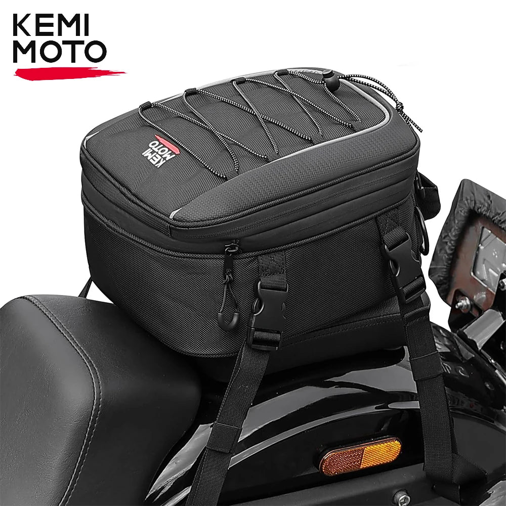 KEMIMOTO Motorcycle Tail Bag Expandable 7-12L Universal Motorcycle Rear Seat Luggage Storage Bag With Shoulder Strap Rain Cover