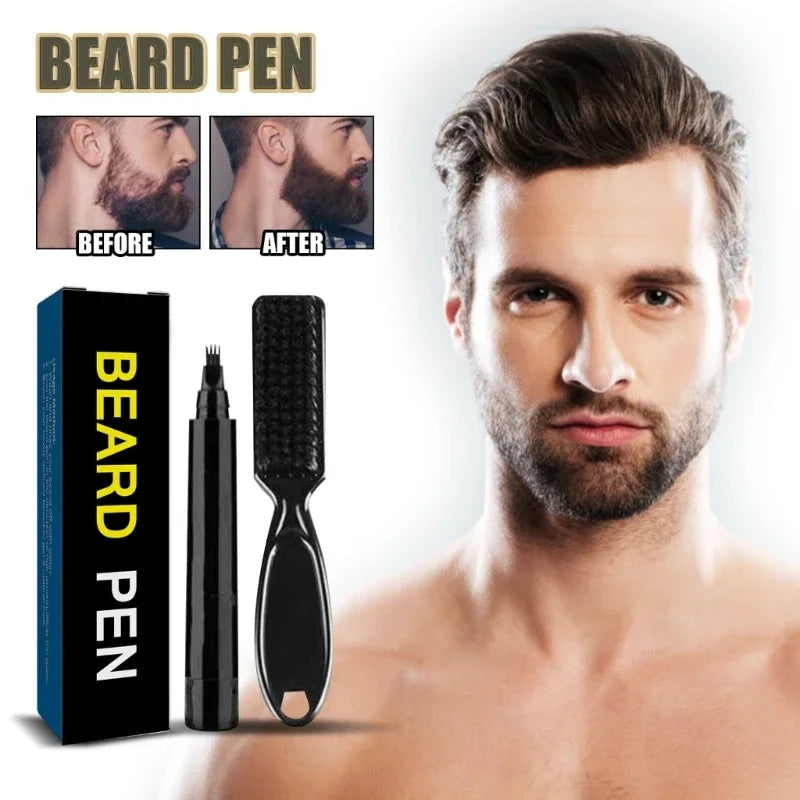 Waterproof Beard Filling Pen with Beard Brush Long Lasting Coverage and Natural Looking Gift for Men