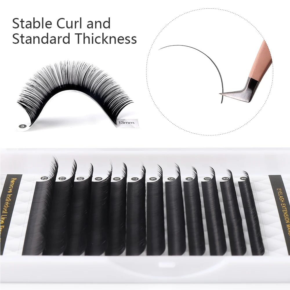 Befer 12 Rows Individual Eyelash Extension C/CC/D Curl Matte Black Classical Lashes Natural Soft Makeup Lash Wholesale Supplies