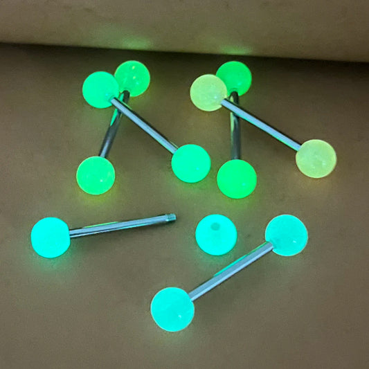 6pcs Luminous Glow in the Dark Tongue Rings Stud Nipple Piercing Barbell Bar Acrylic Cartilage Earring Helix Body Jewelry 14G