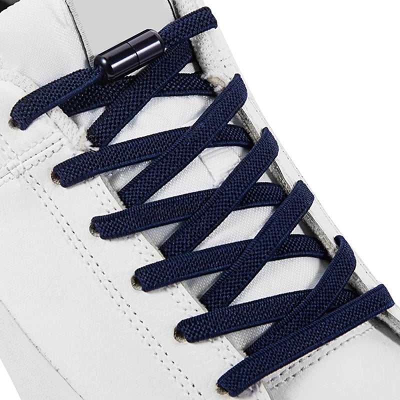 1 Pair No Tie Shoelaces for Sneakers Elastic Flat Shoe Laces Metal Lock Without Ties Quick Tieless Shoelace for Shoes Kids Adult