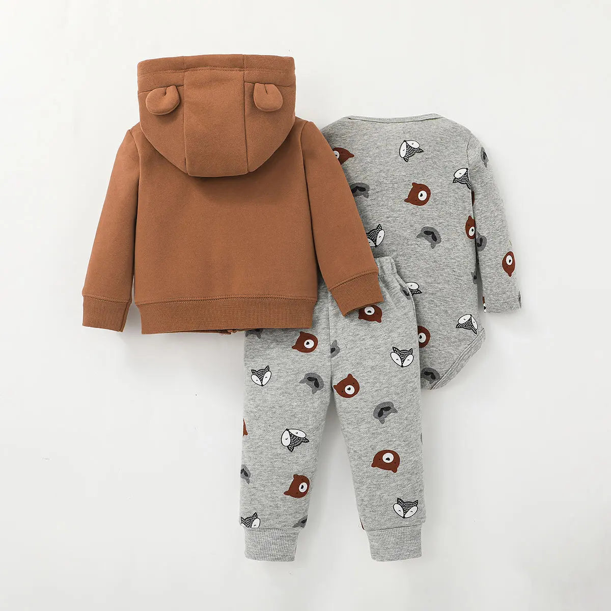 Infant Baby Boy Clothes Sets Winter Warm Cotton Hoodies+Romper+Pants Toddler Girls Clothes Hooded Coat+Jumpsuit+Trousers 3 PCS