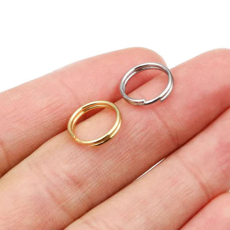 50/100pcs/lot 4-12mm Stainless Steel Open Double Jump Rings for Key Double Split Rings Connectors DIY Craft Jewelry Making